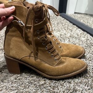 Urban Outfitters Tan Suede Lace-Up Boots